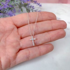 925 Sterling silver cross necklace with Cubic Zirconia